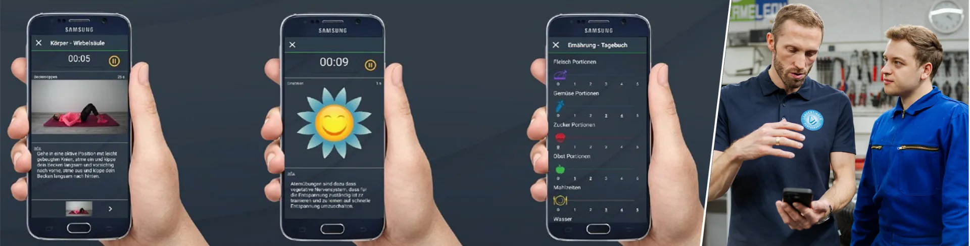 Mann zeigt App auf Telefon